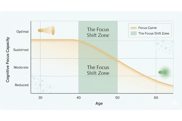 A professional 3D medical illustration, Healthline-style, showing a close-up cross-section of a healthy cerebral blood vessel wall (the blood-brain barrier). Against a deep indigo and amber neural network background, glowing gold and emerald green molecules are successfully crossing into the brain tissue, labeled as NGF Activators, Acetylcholine Precursors, and Synaptic Modulators. The image is clean, detailed, and minimalist against a pure white background.
